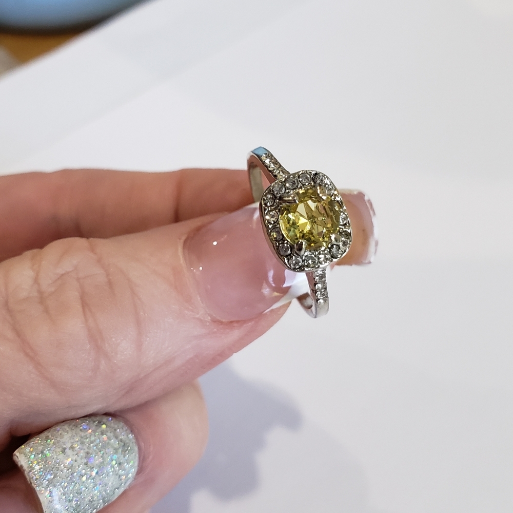 Citrine gemstone, CZ Rhinestone, Fashion RIng - Picture 7 of 16